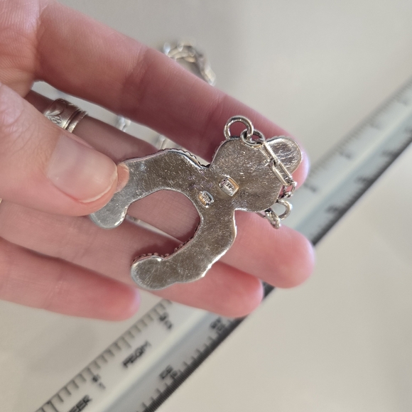 Rose Dahlia Turquoise Sterling Horshoe Pendant Necklace - Picture 5 of 6